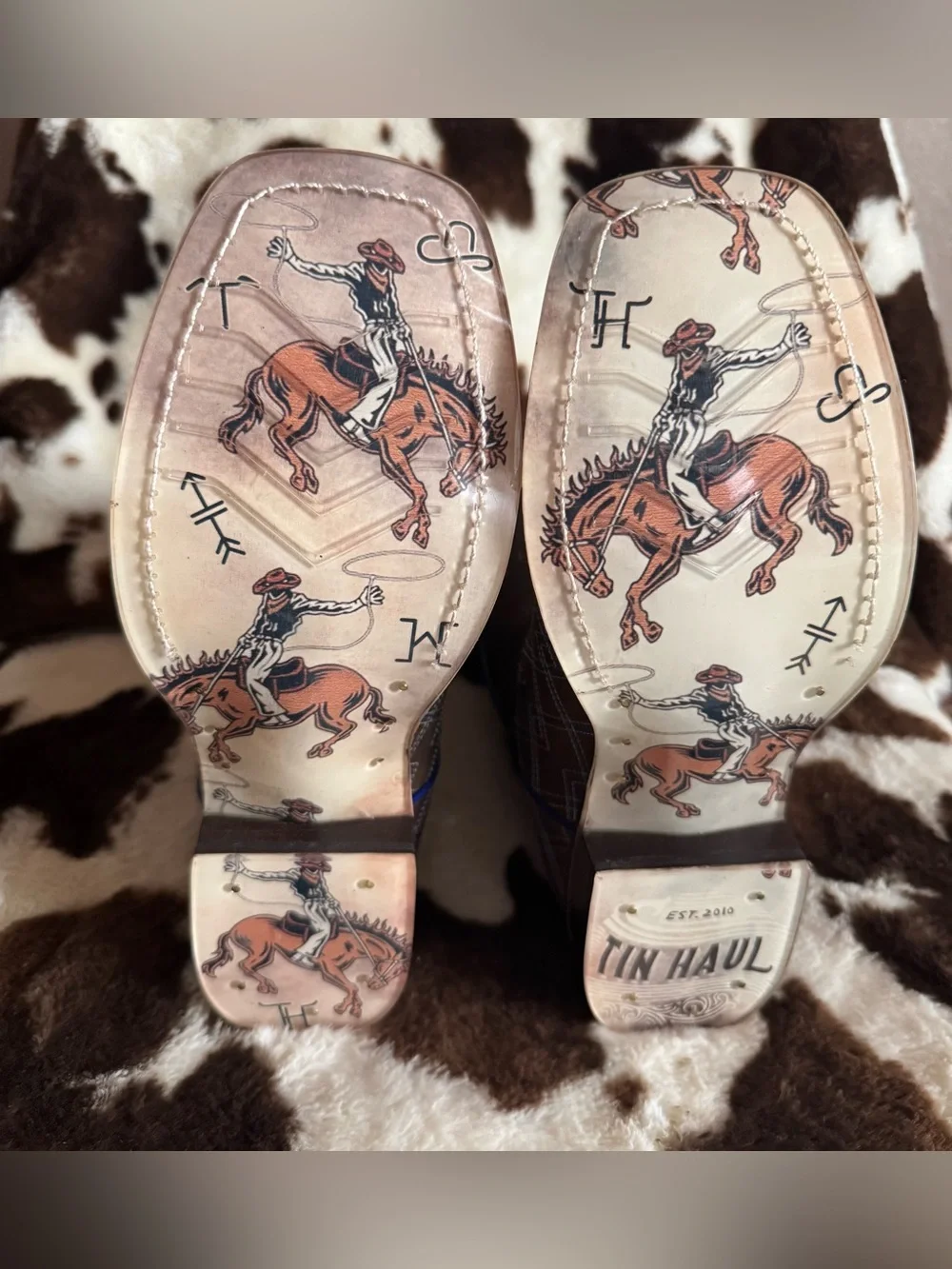 Tin Haul Cowboy DNA Western Boot - Brown Cowboy Boots with Rodeo Sole Art